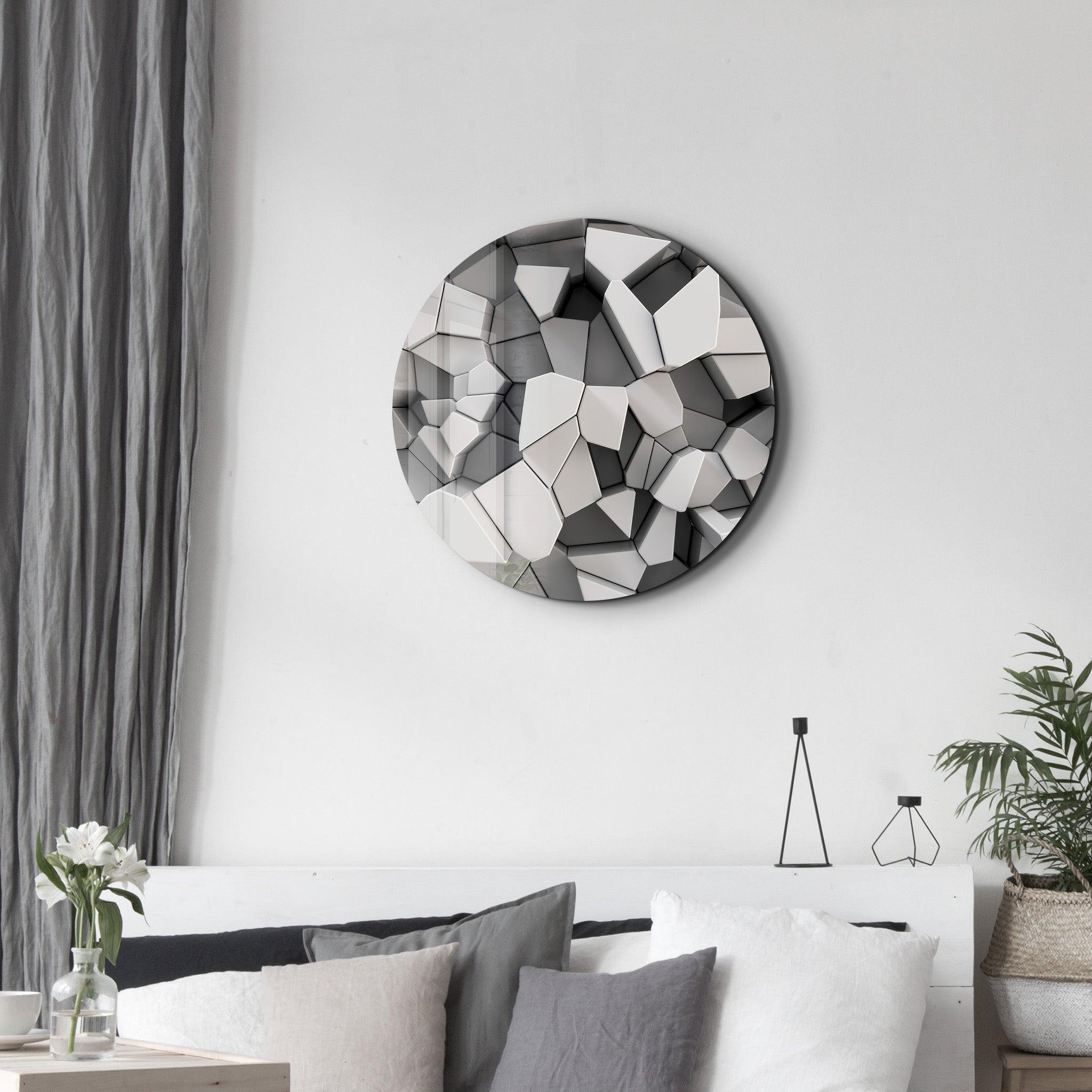 ・"Honeycomb"・Rounded Glass Wall Art - ArtDesigna Glass Printing Wall Art