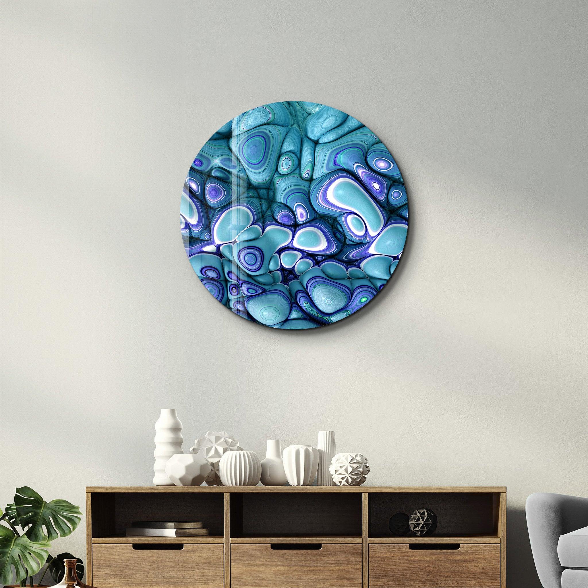 ・"Turquoise Abstract"・Rounded Glass Wall Art - ArtDesigna Glass Printing Wall Art