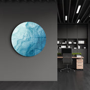 ・"Blue Paint Waves"・Rounded Glass Wall Art - ArtDesigna Glass Printing Wall Art