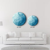 ・"Blue Paint Waves"・Rounded Glass Wall Art - ArtDesigna Glass Printing Wall Art