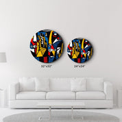 ・"African Faces Colorful 2"・Rounded Glass Wall Art - ArtDesigna Glass Printing Wall Art