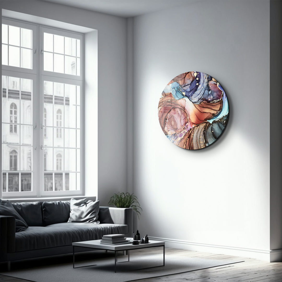 ・"Terra Tones"・Rounded Glass Wall Art