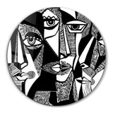 ・"African Faces Black and White"・Rounded Glass Wall Art