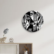 ・"African Faces Black and White"・Rounded Glass Wall Art - ArtDesigna Glass Printing Wall Art