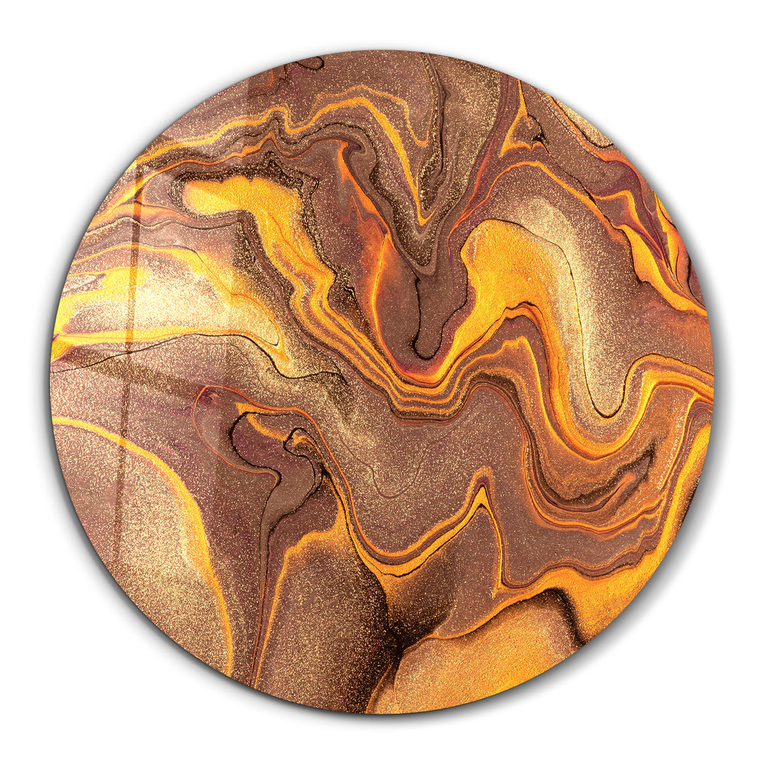 ・"Golden Dust"・Rounded Glass Wall Art