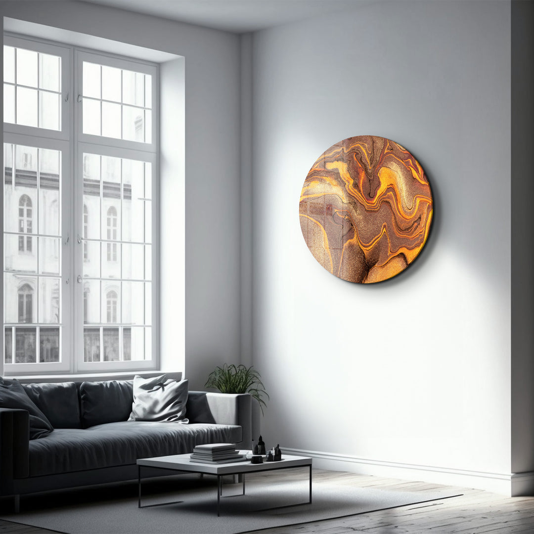 ・"Golden Dust"・Rounded Glass Wall Art