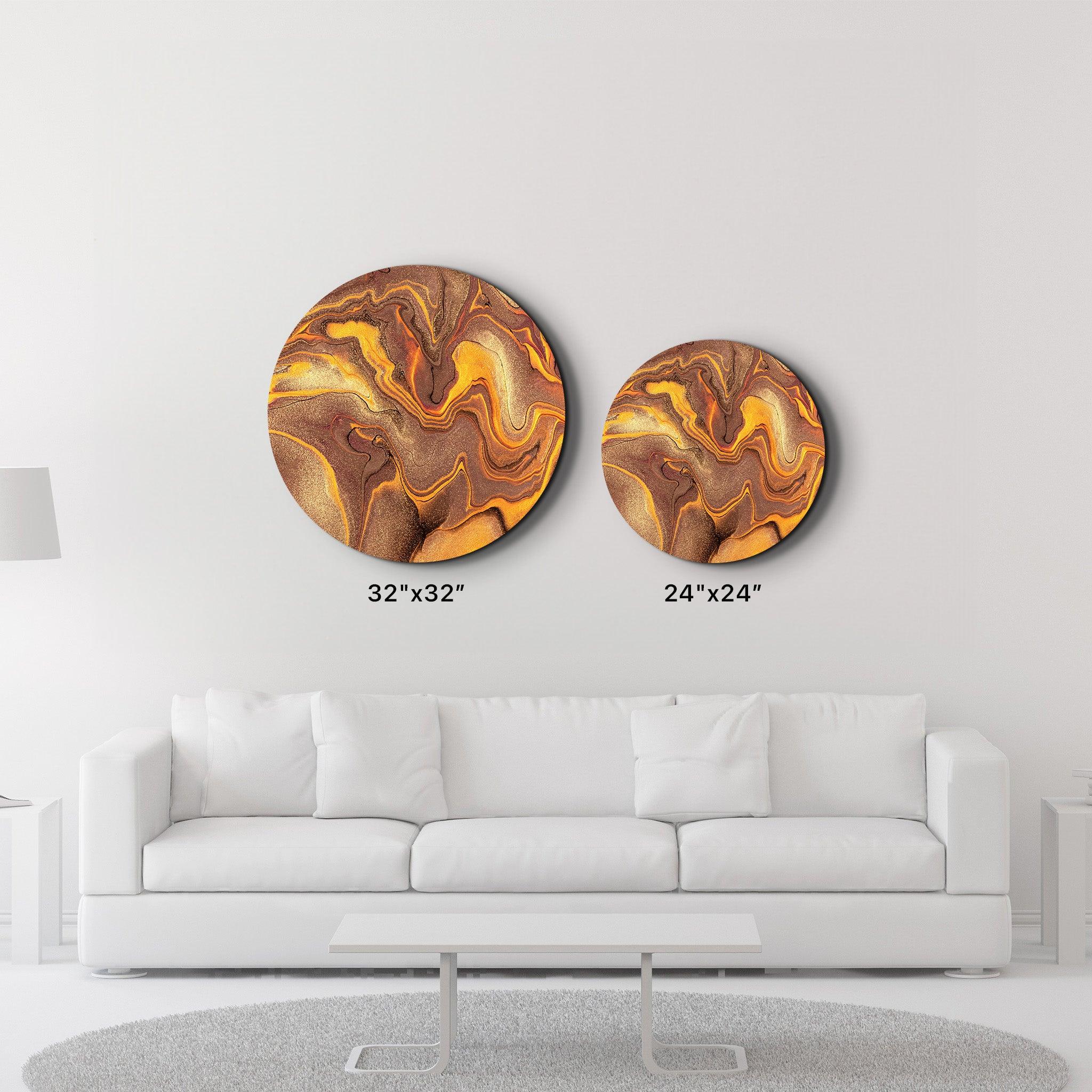 ・"Golden Dust"・Rounded Glass Wall Art - ArtDesigna Glass Printing Wall Art