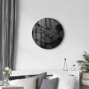 ・"Black Broken Wall"・Rounded Glass Wall Art - ArtDesigna Glass Printing Wall Art