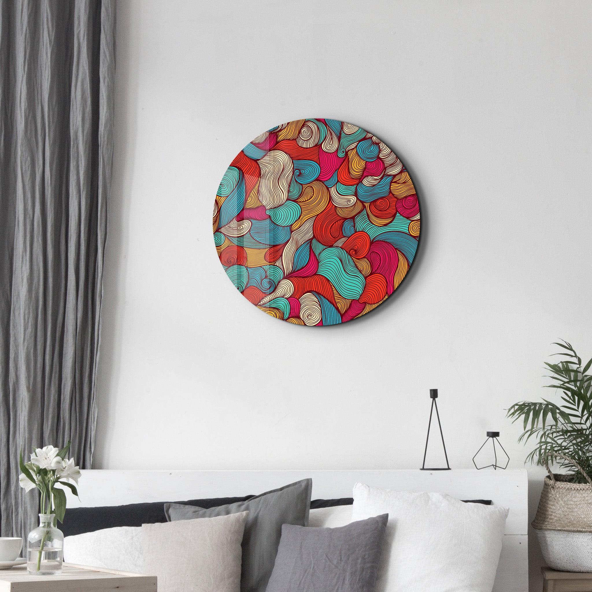 ・"Lines and Colors"・Rounded Glass Wall Art - ArtDesigna Glass Printing Wall Art