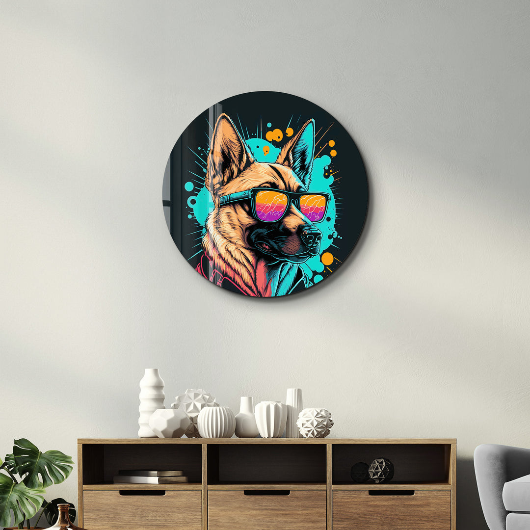 ・"Spy dog"・Rounded Glass Wall Art