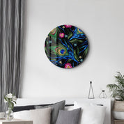 ・"Peacock"・Rounded Glass Wall Art - ArtDesigna Glass Printing Wall Art
