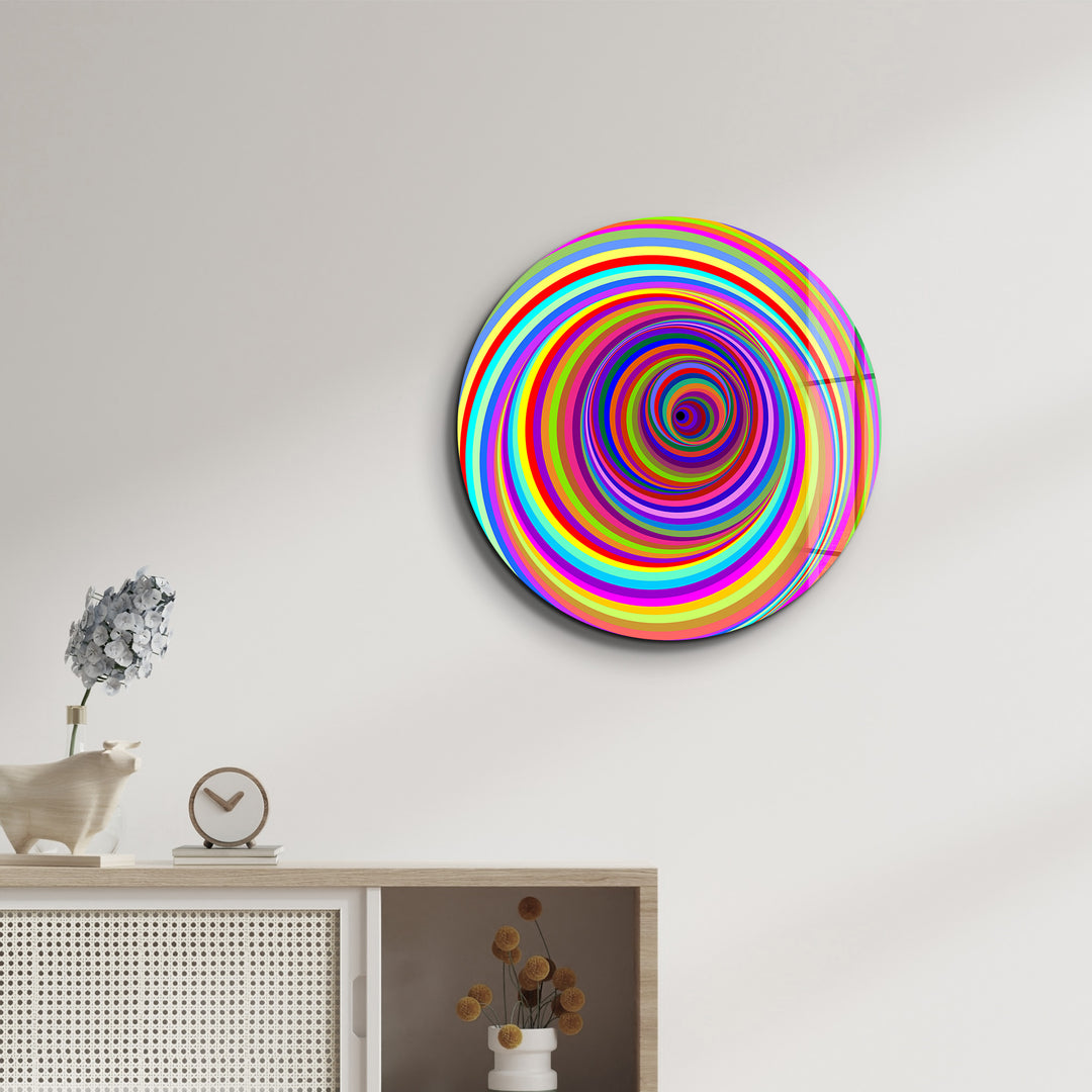 ・"Candy Swirl"・Rounded Glass Wall Art