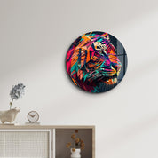 ・"Tiger Illustration"・Rounded Glass Wall Art - ArtDesigna Glass Printing Wall Art