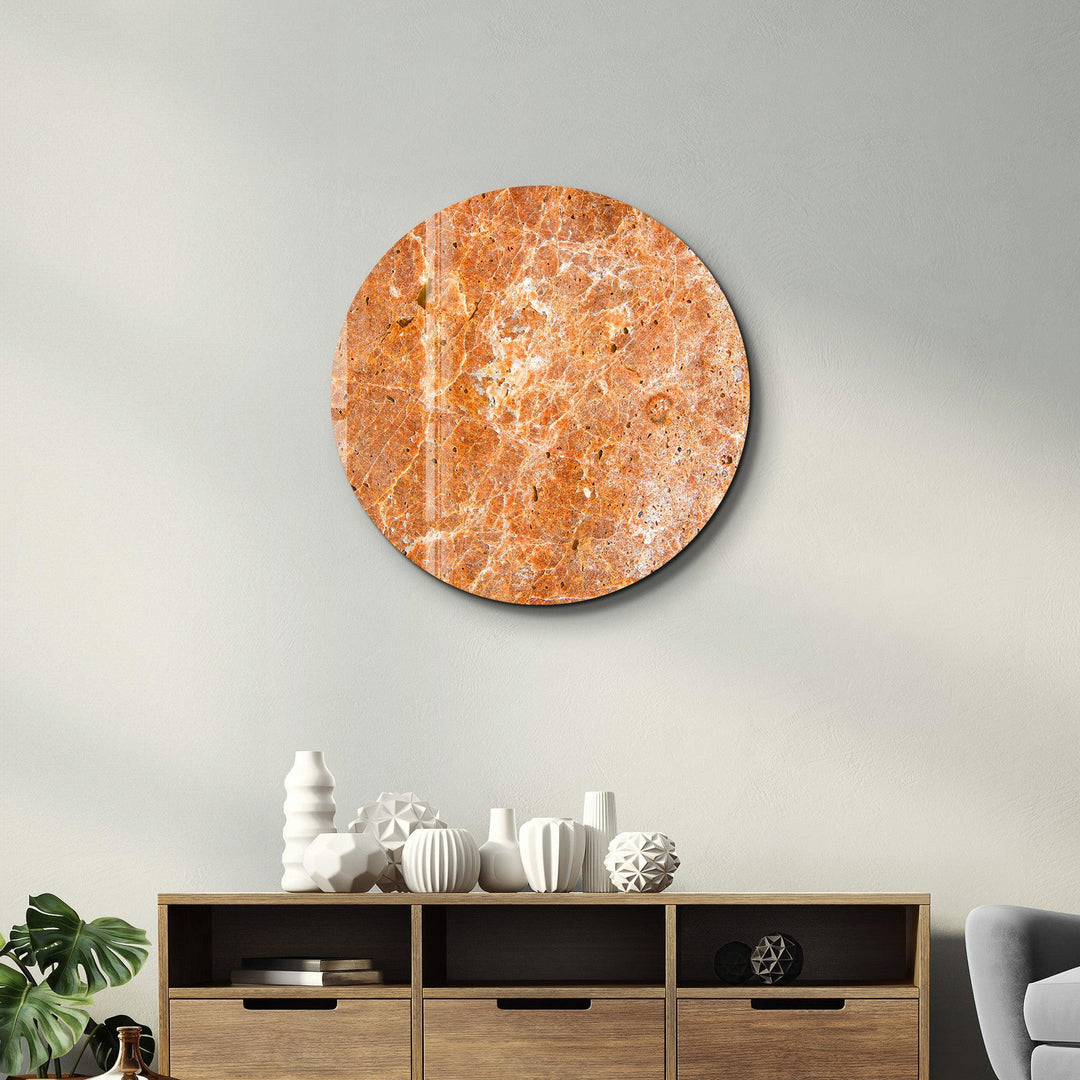 ・"Marble Stone - Orange"・Rounded Glass Wall Art