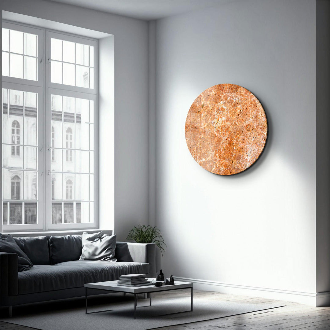 ・"Marble Stone - Orange"・Rounded Glass Wall Art