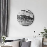 ・"Travertine - Black and White "・Rounded Glass Wall Art - ArtDesigna Glass Printing Wall Art