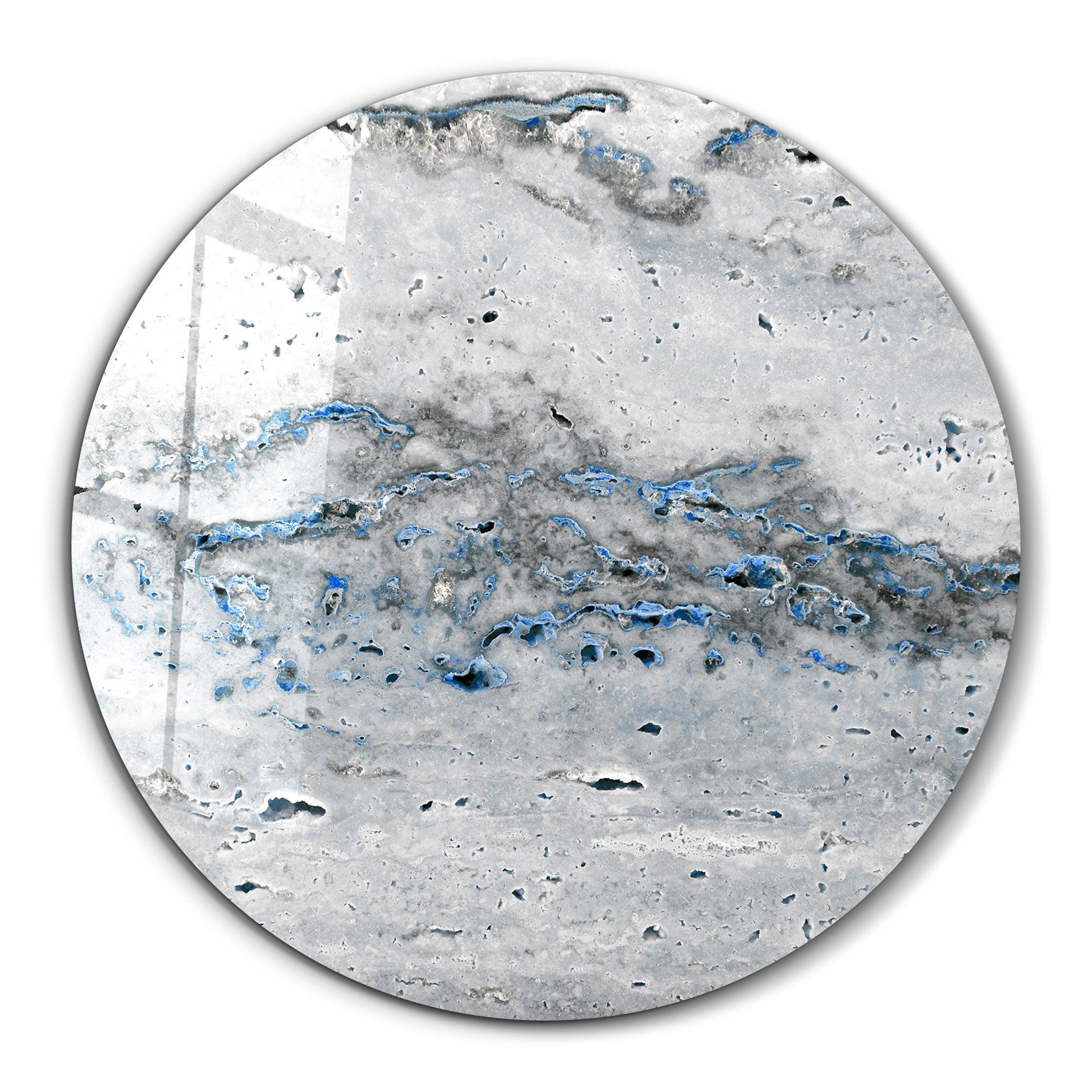 ・"Travertine - Light Blue "・Rounded Glass Wall Art - ArtDesigna Glass Printing Wall Art