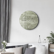 ・"Travertine - Moon - Cement Green"・Rounded Glass Wall Art - ArtDesigna Glass Printing Wall Art