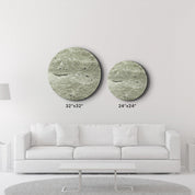 ・"Travertine - Moon - Cement Green"・Rounded Glass Wall Art - ArtDesigna Glass Printing Wall Art