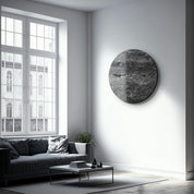 ・"Travertine - Moon - Black"・Rounded Glass Wall Art - ArtDesigna Glass Printing Wall Art