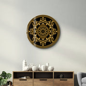 Gold Regal Flourish | Rounded Glass Wall Art