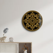 Gold Regal Flourish | Rounded Glass Wall Art