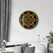 Gold Regal Flourish | Rounded Glass Wall Art