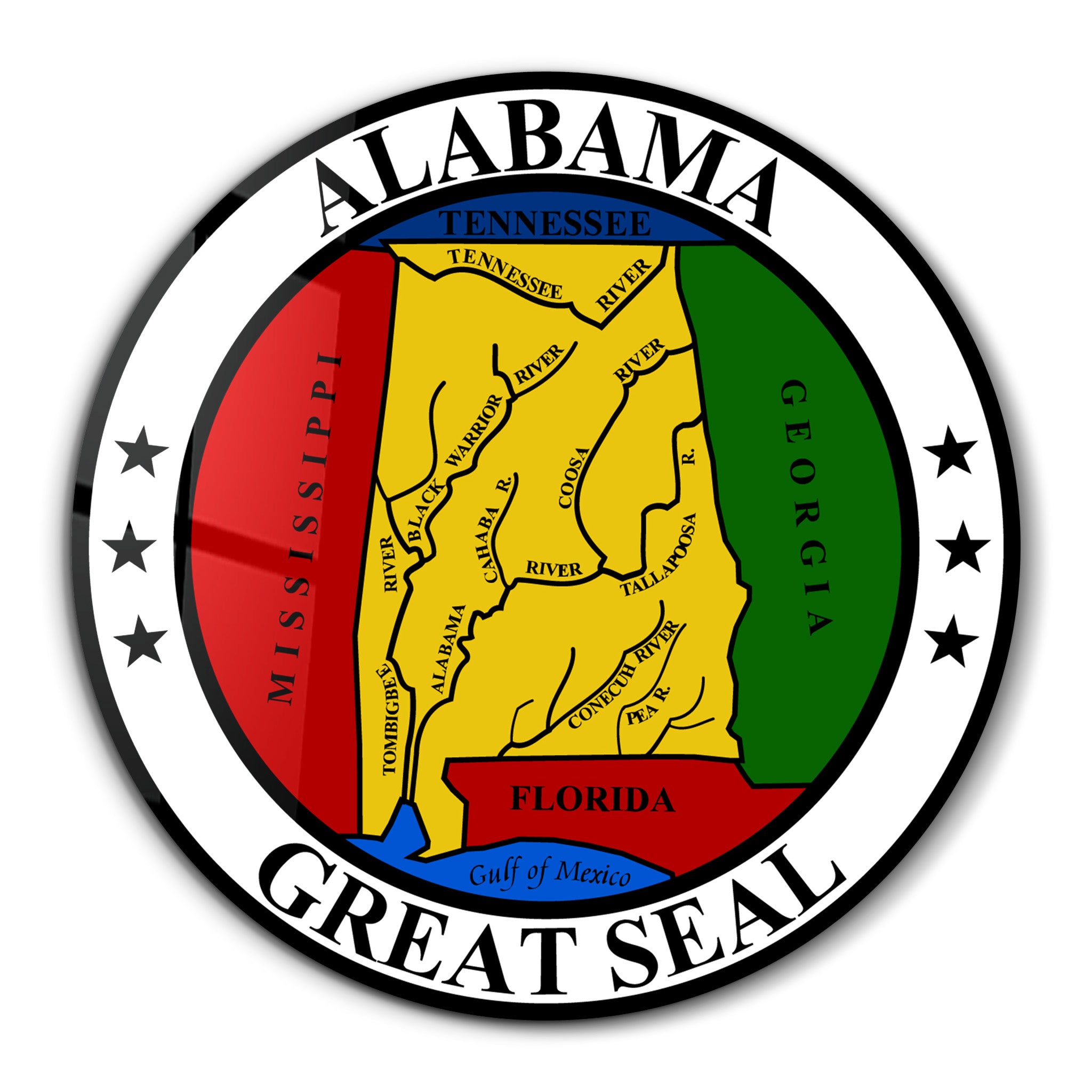 Alabama Seal – Round Glass Wall Art