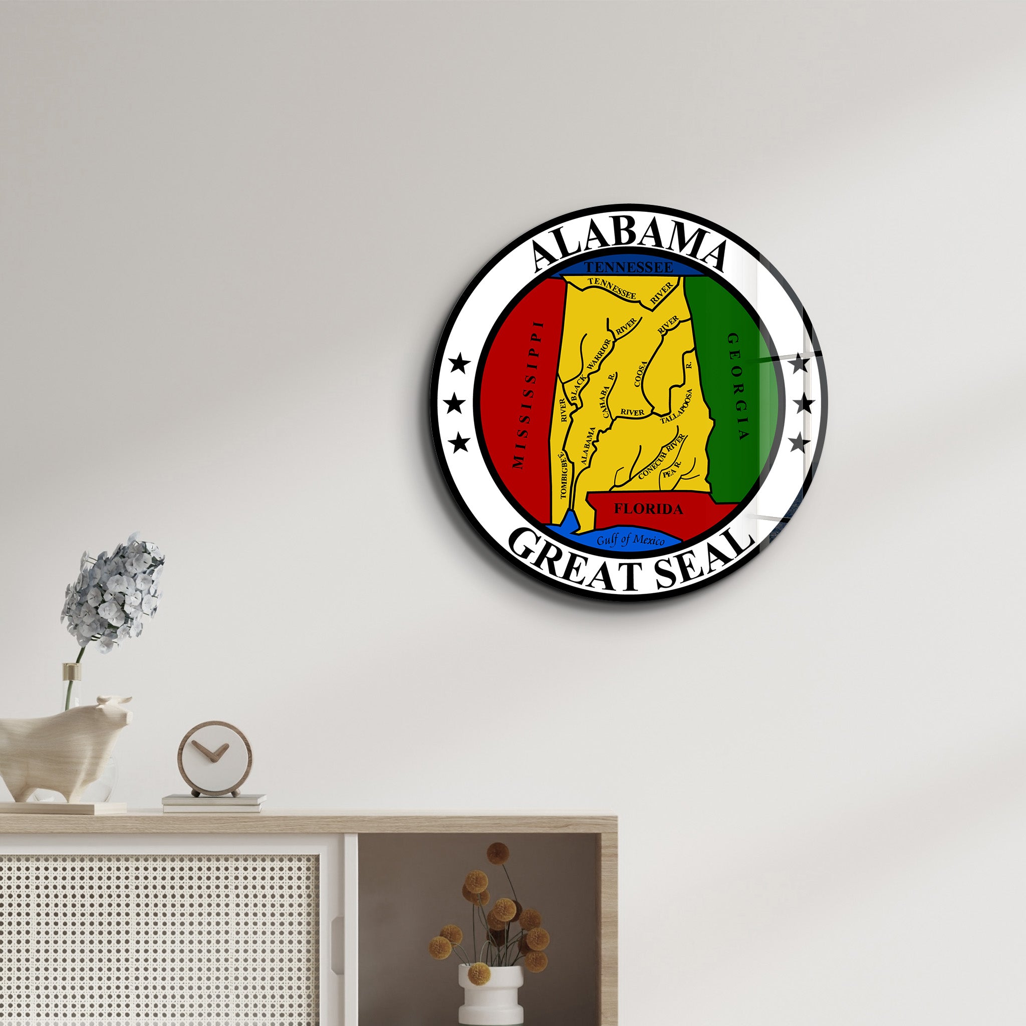 Alabama Seal – Round Glass Wall Art