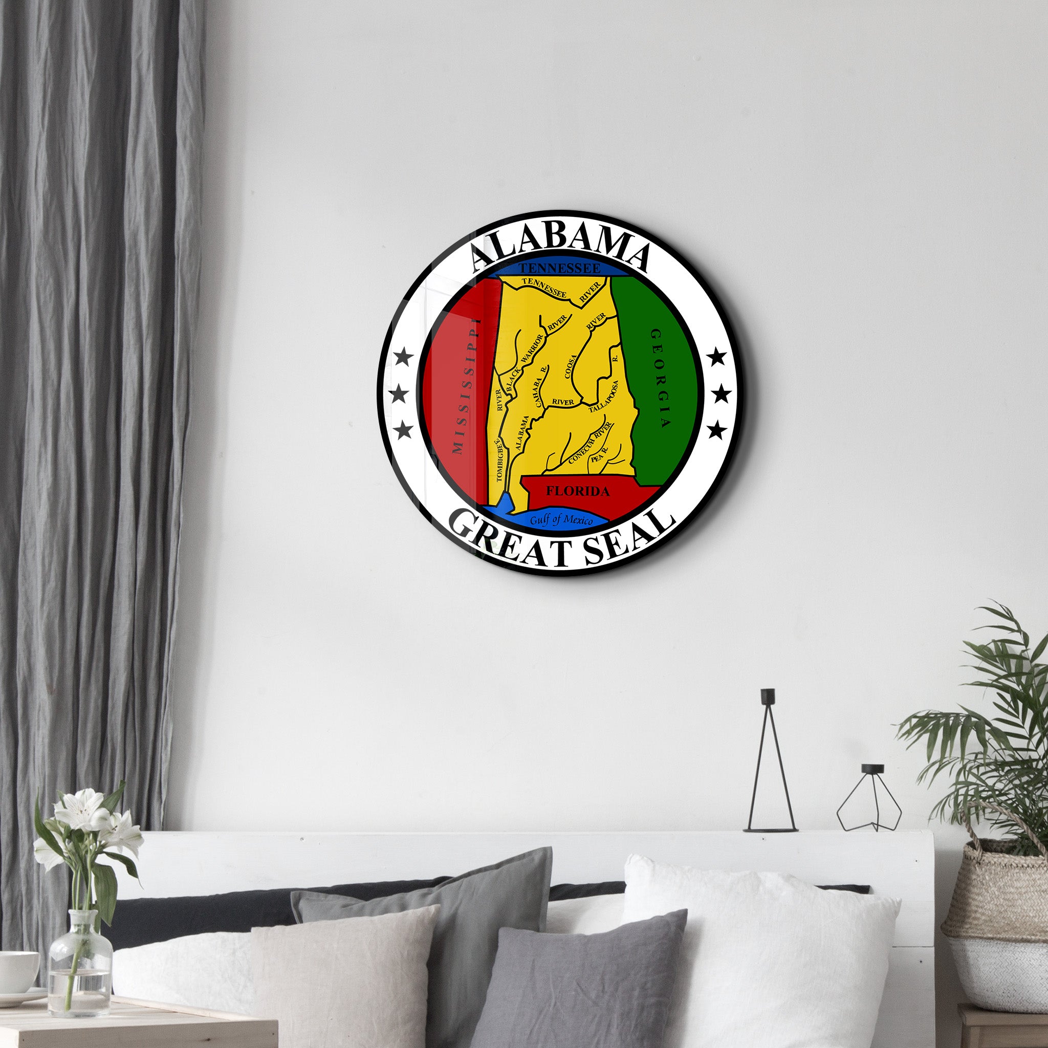 Alabama Seal – Round Glass Wall Art