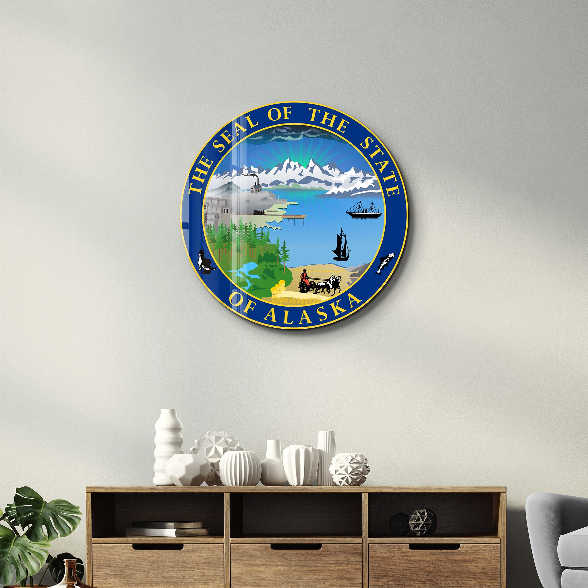 Alaska Seal – Round Glass Wall Art