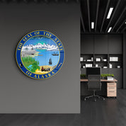 Alaska Seal – Round Glass Wall Art