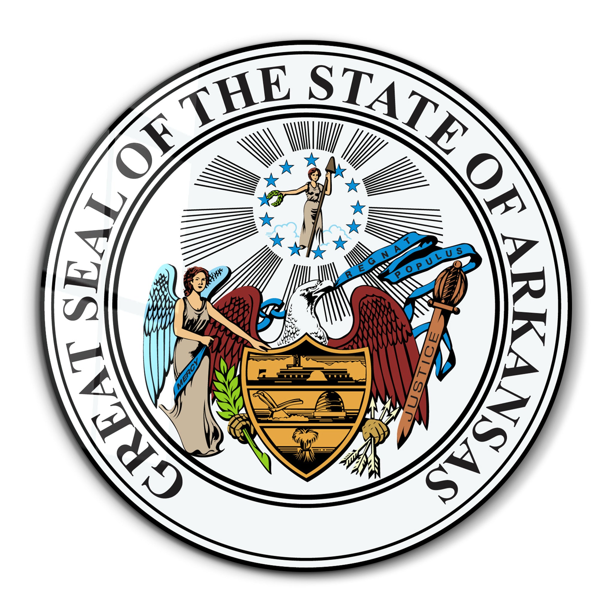 Arkansas Seal – Round Glass Wall Art