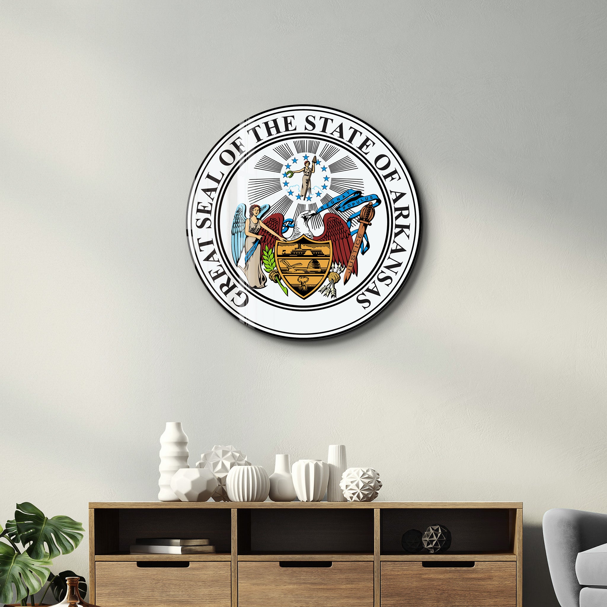 Arkansas Seal – Round Glass Wall Art