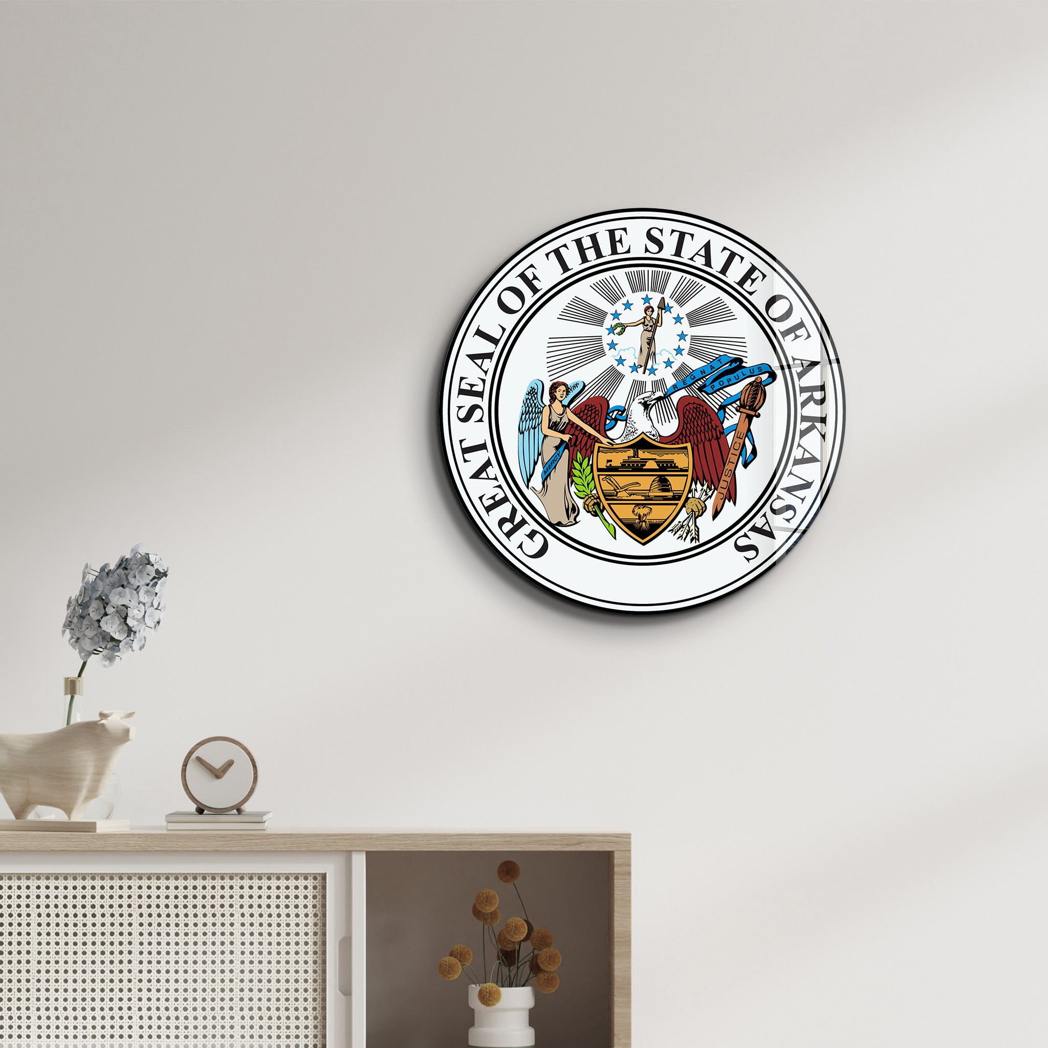 Arkansas Seal – Round Glass Wall Art