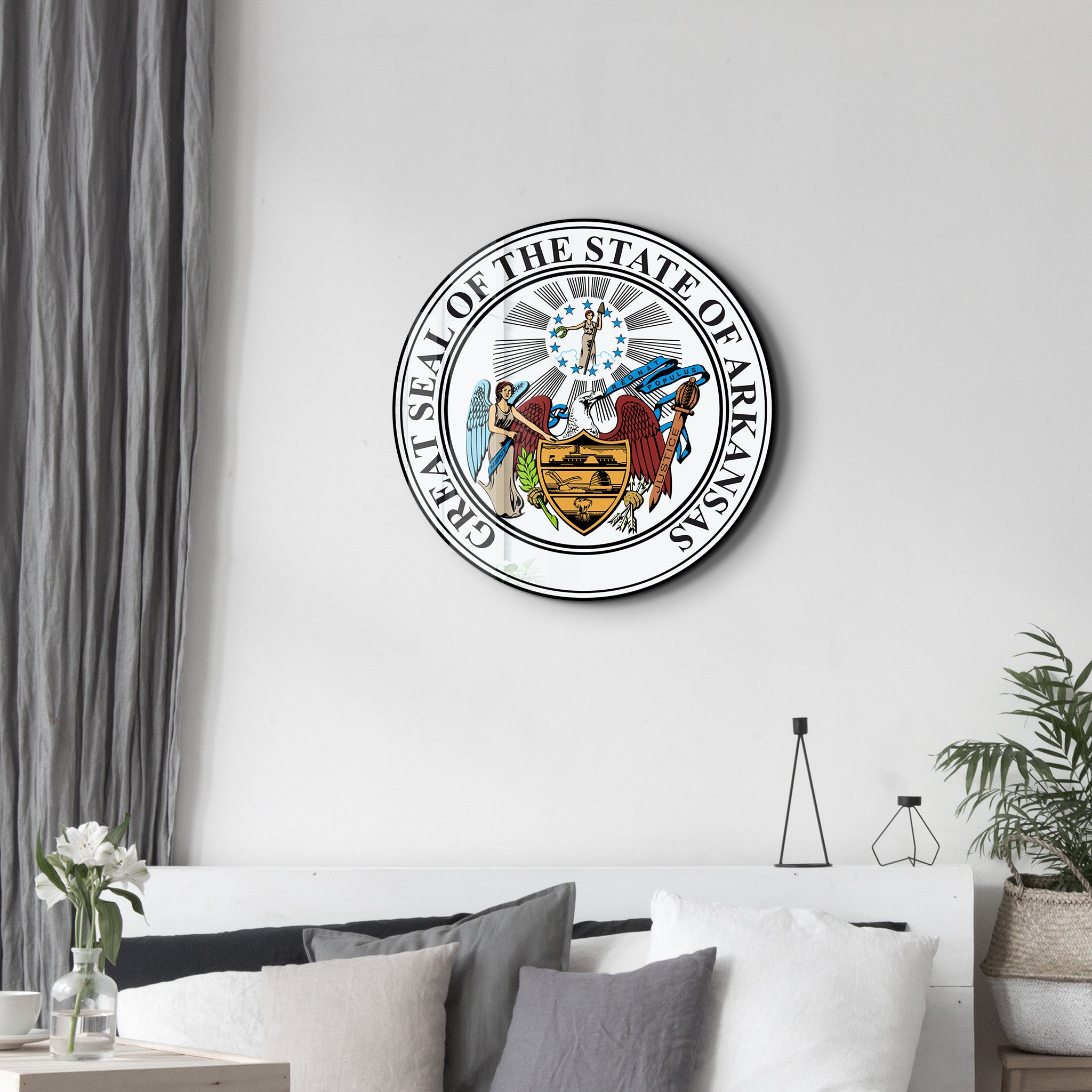 Arkansas Seal – Round Glass Wall Art
