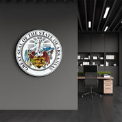Arkansas Seal – Round Glass Wall Art