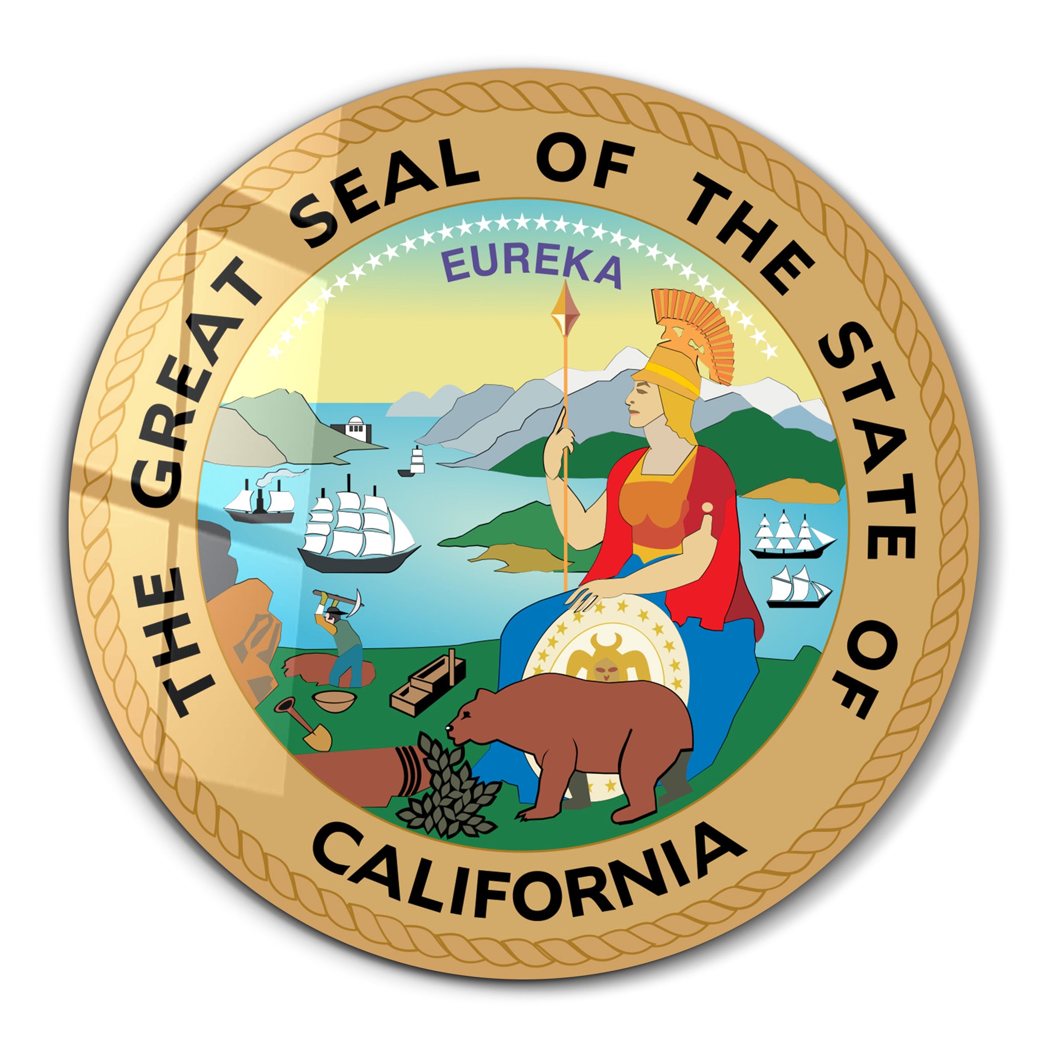 California Seal – Round Glass Wall Art