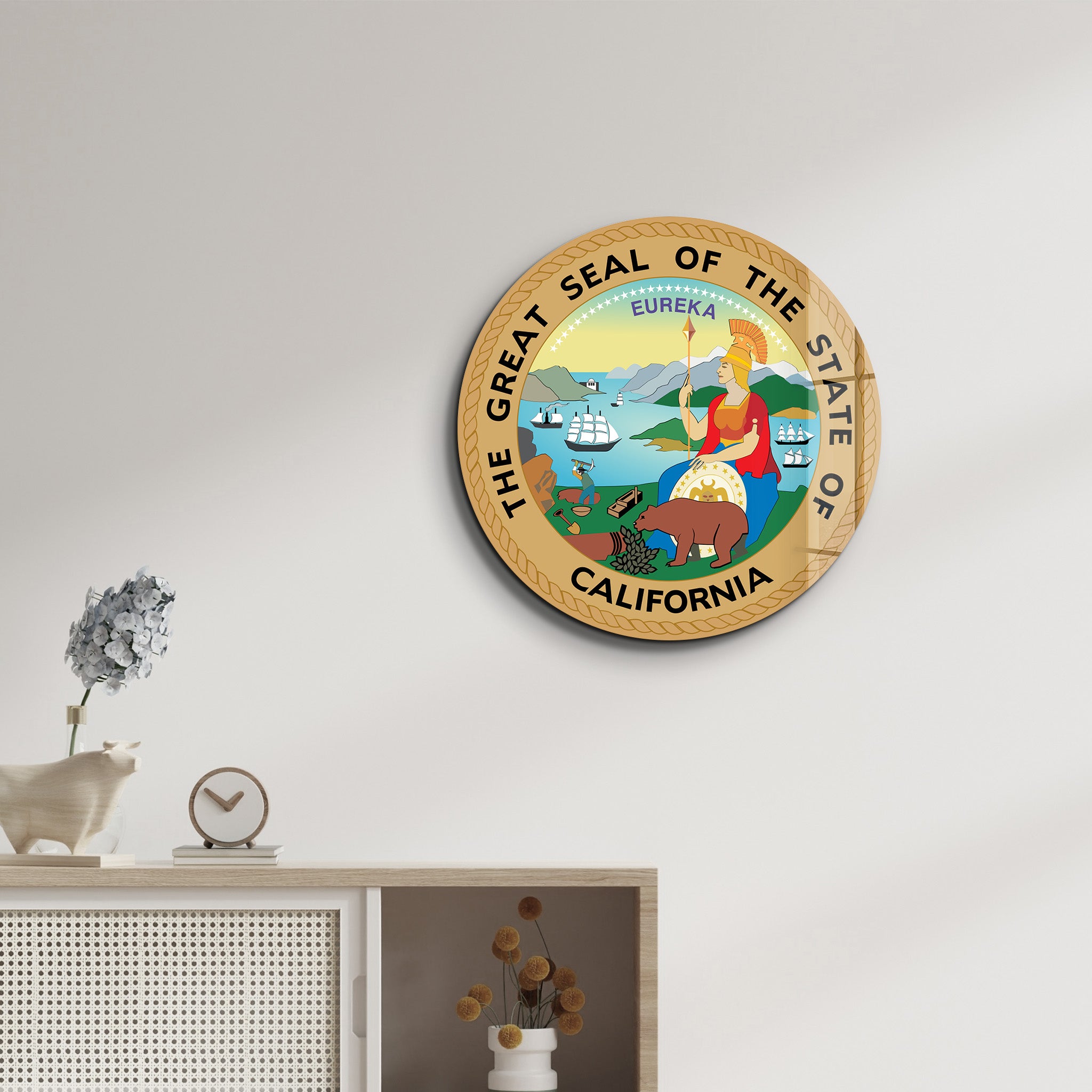 California Seal – Round Glass Wall Art
