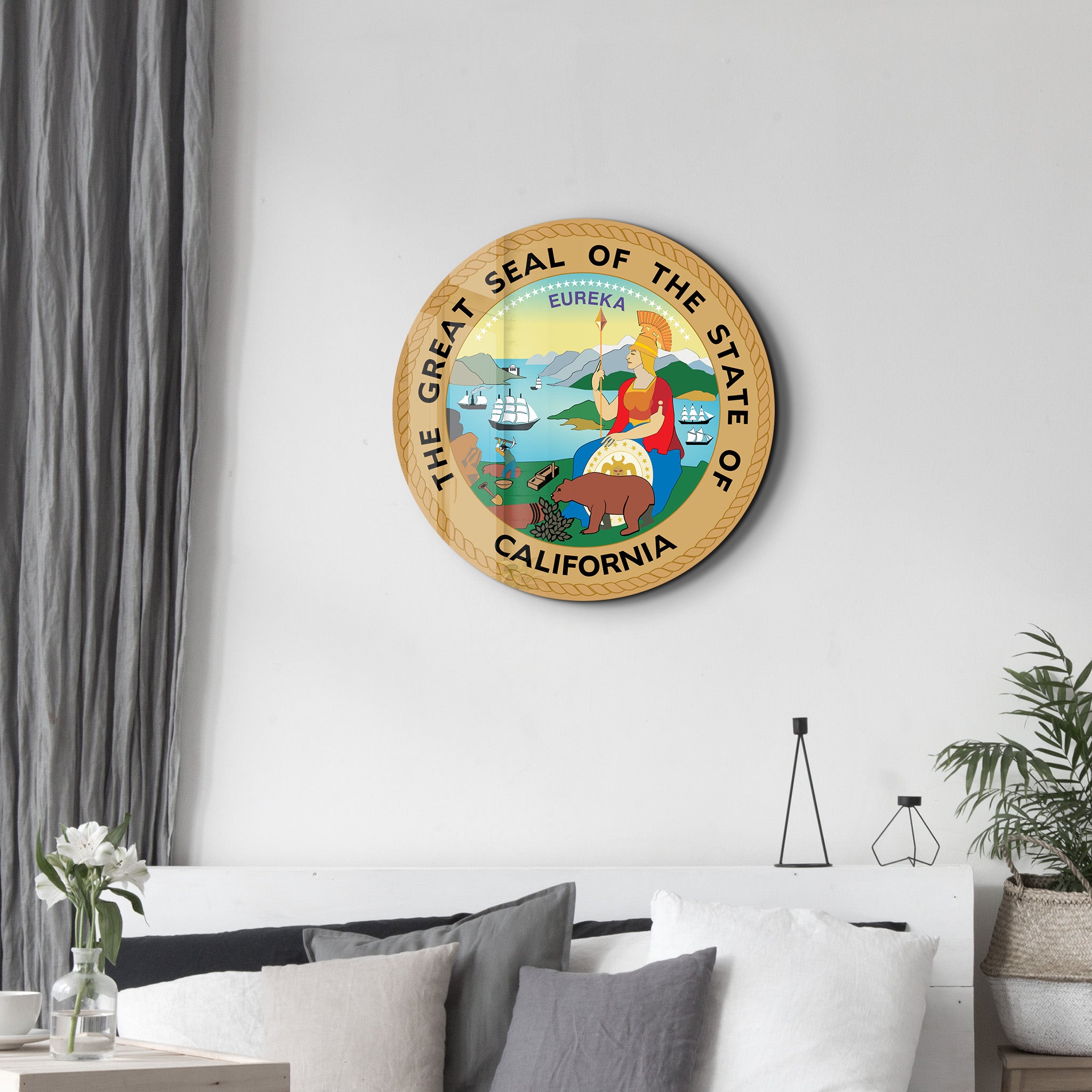 California Seal – Round Glass Wall Art