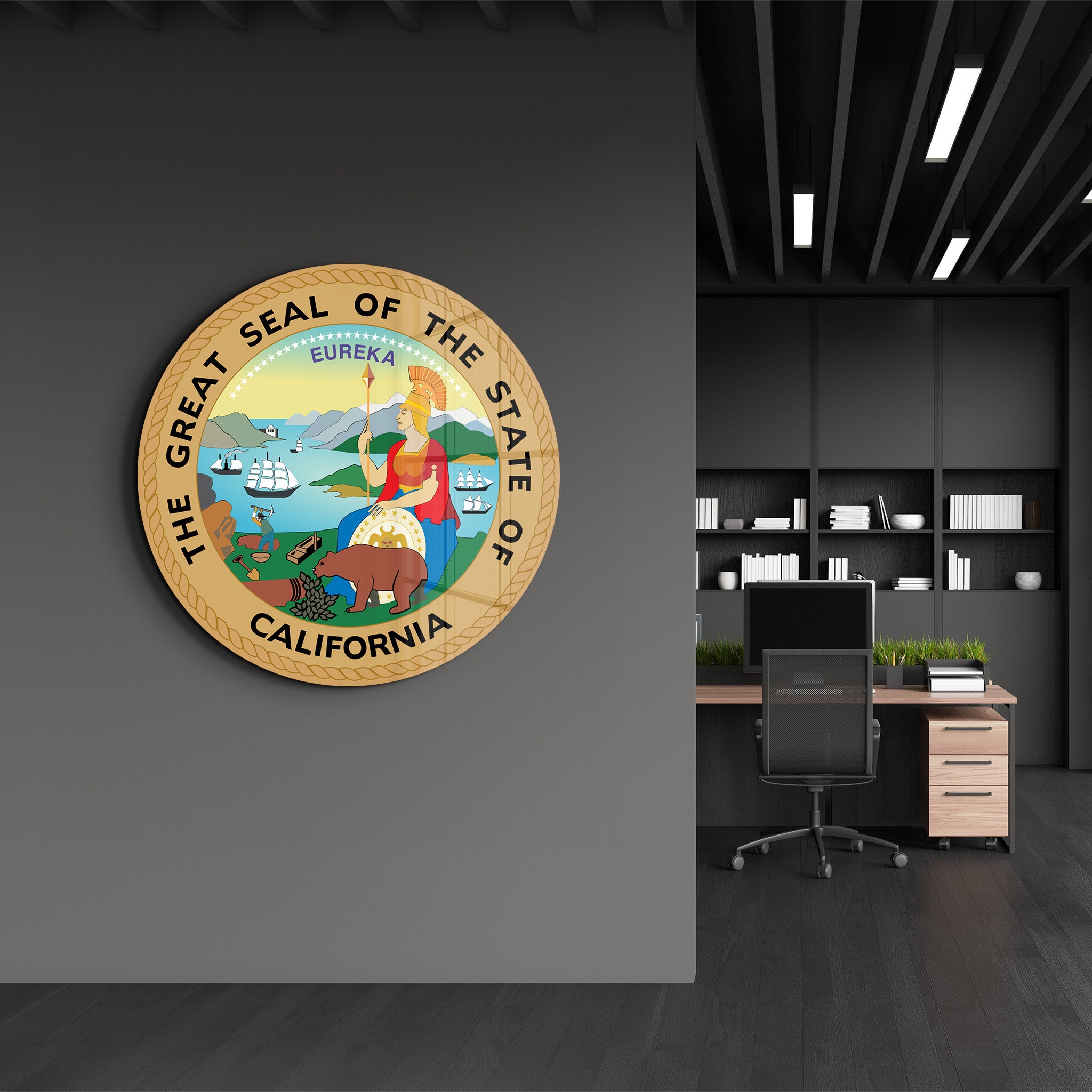 California Seal – Round Glass Wall Art