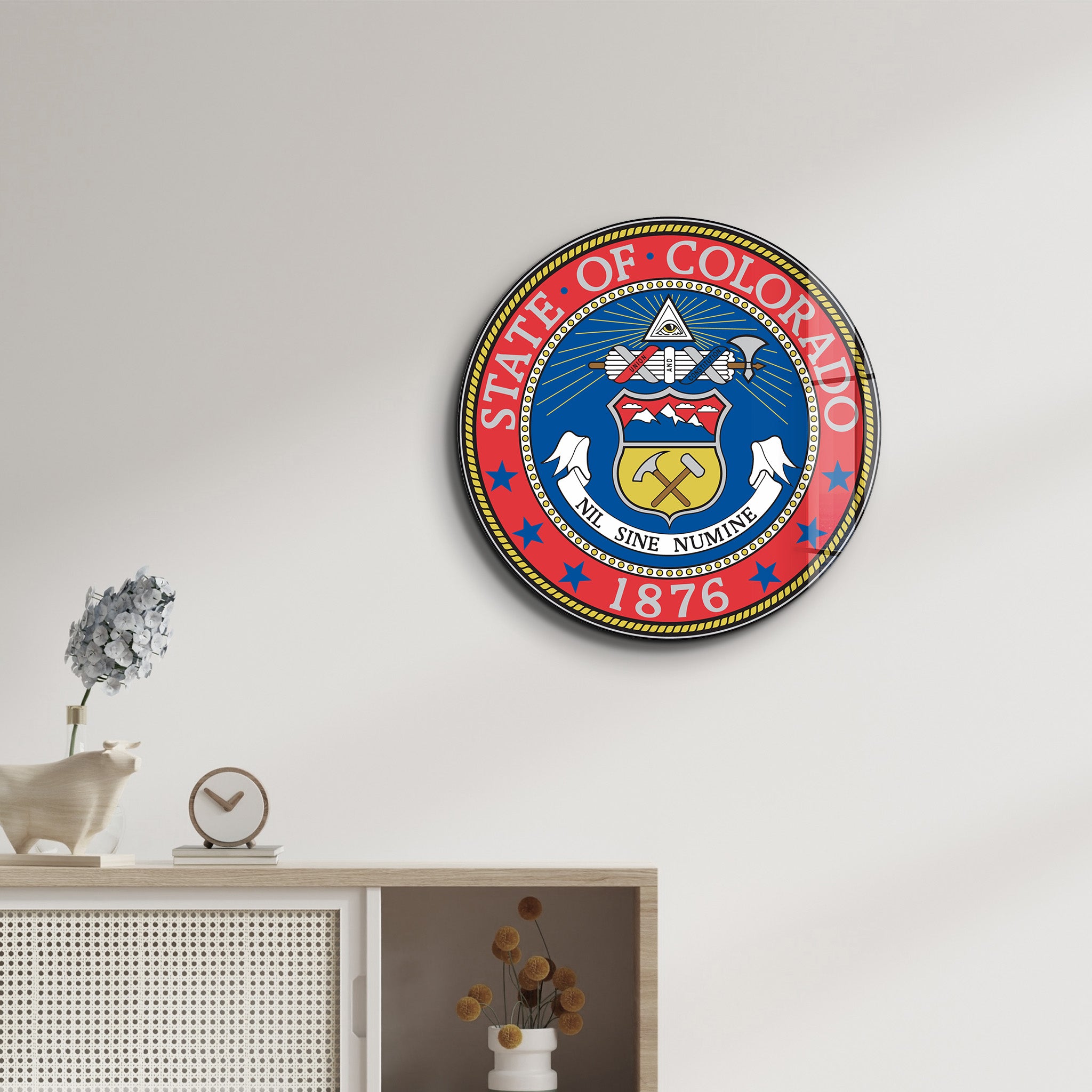 Colorado Seal – Round Glass Wall Art