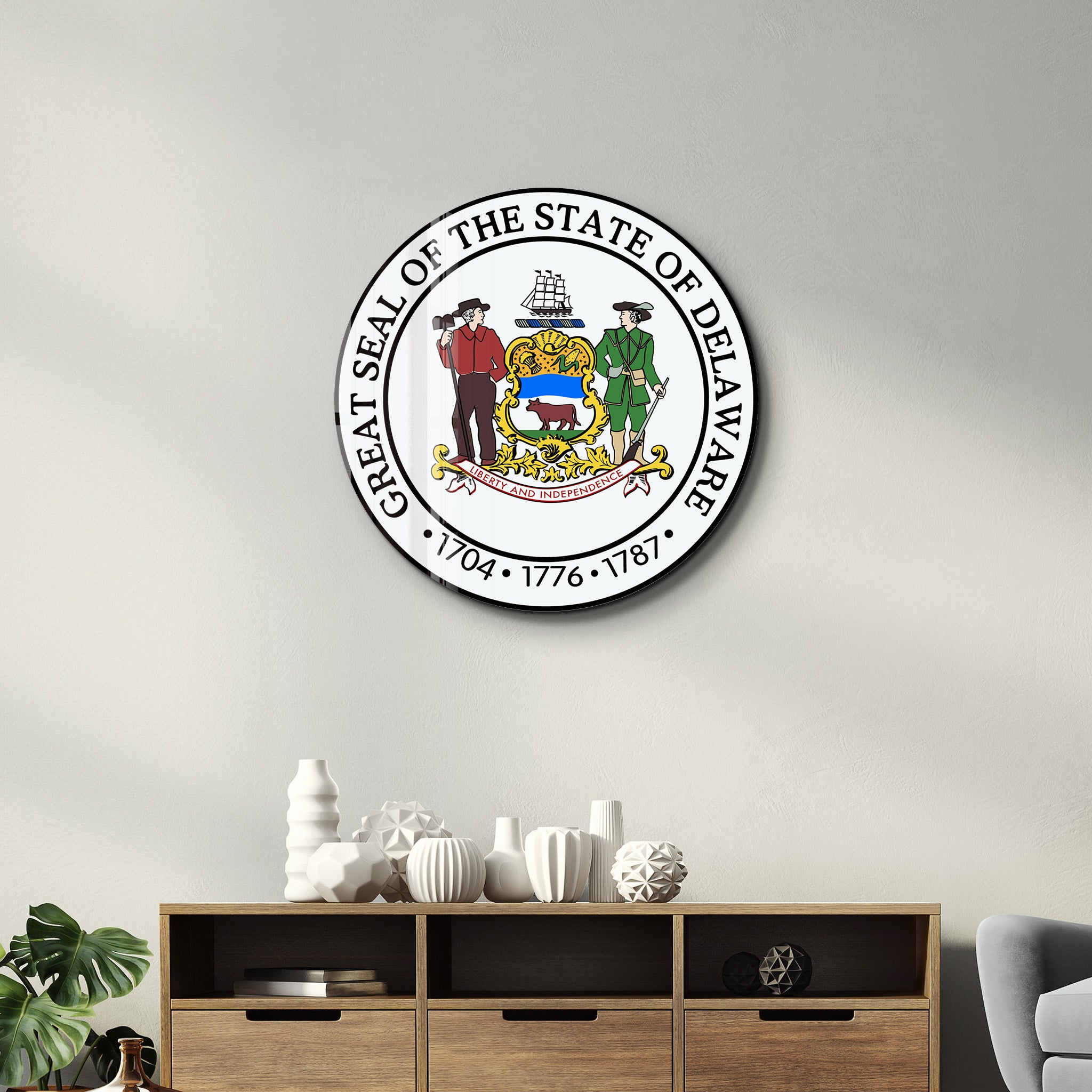 Delaware Seal – Round Glass Wall Art