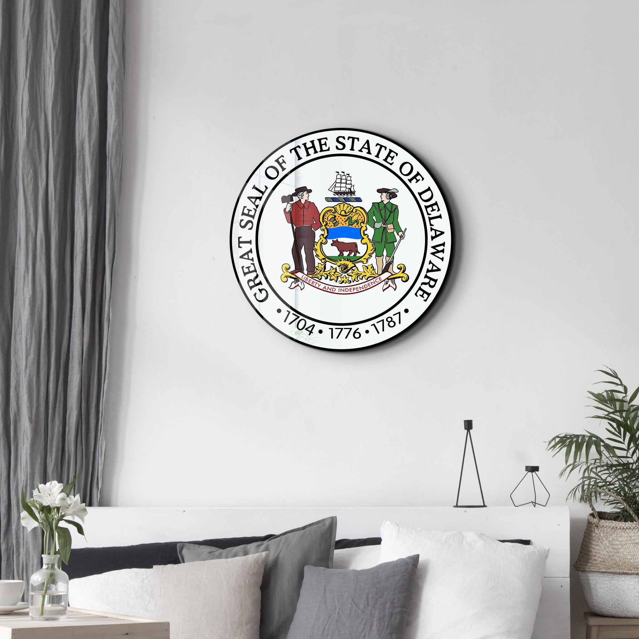 Delaware Seal – Round Glass Wall Art