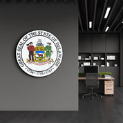 Delaware Seal – Round Glass Wall Art