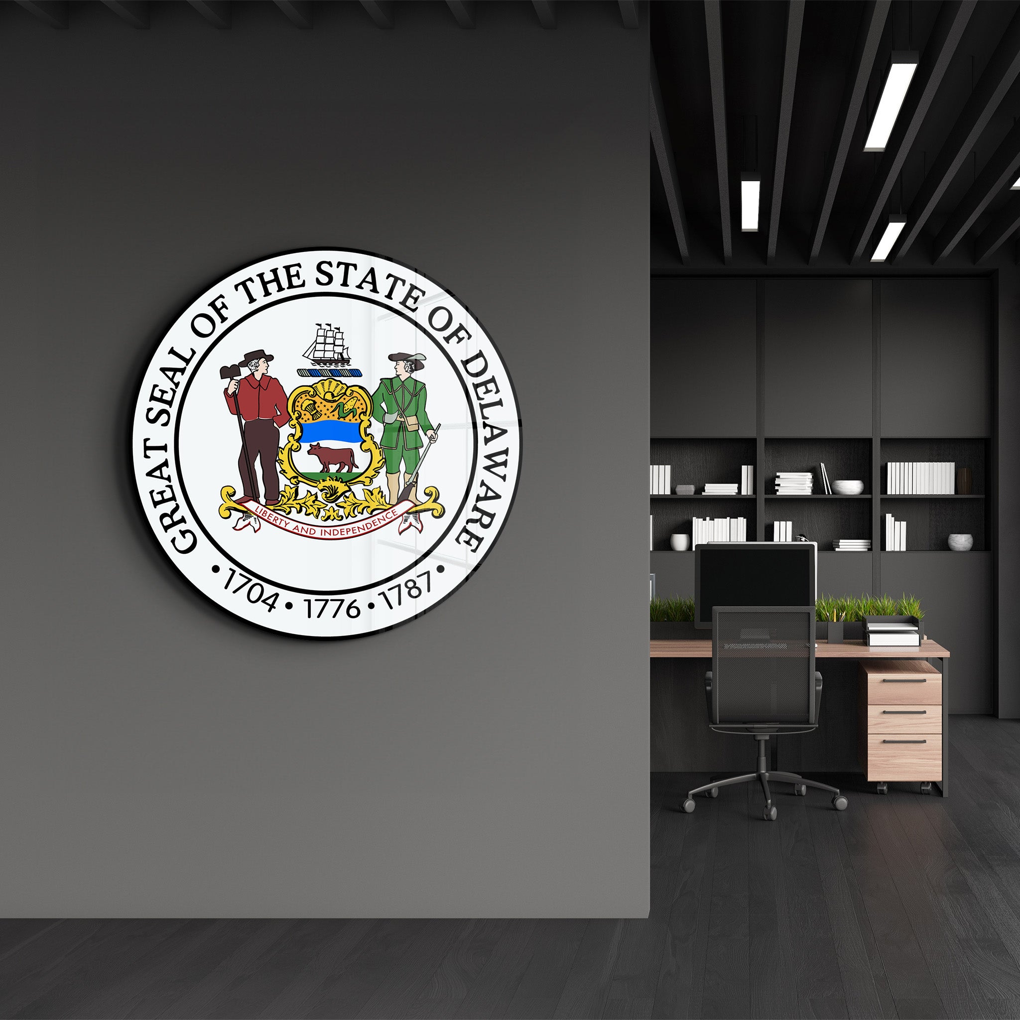 Delaware Seal – Round Glass Wall Art