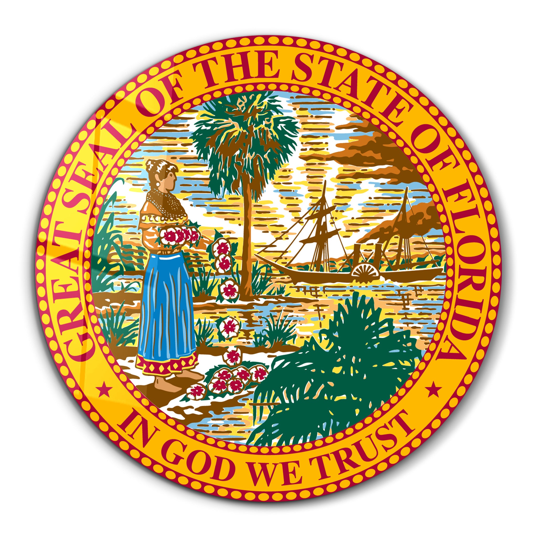 Florida Seal – Round Glass Wall Art