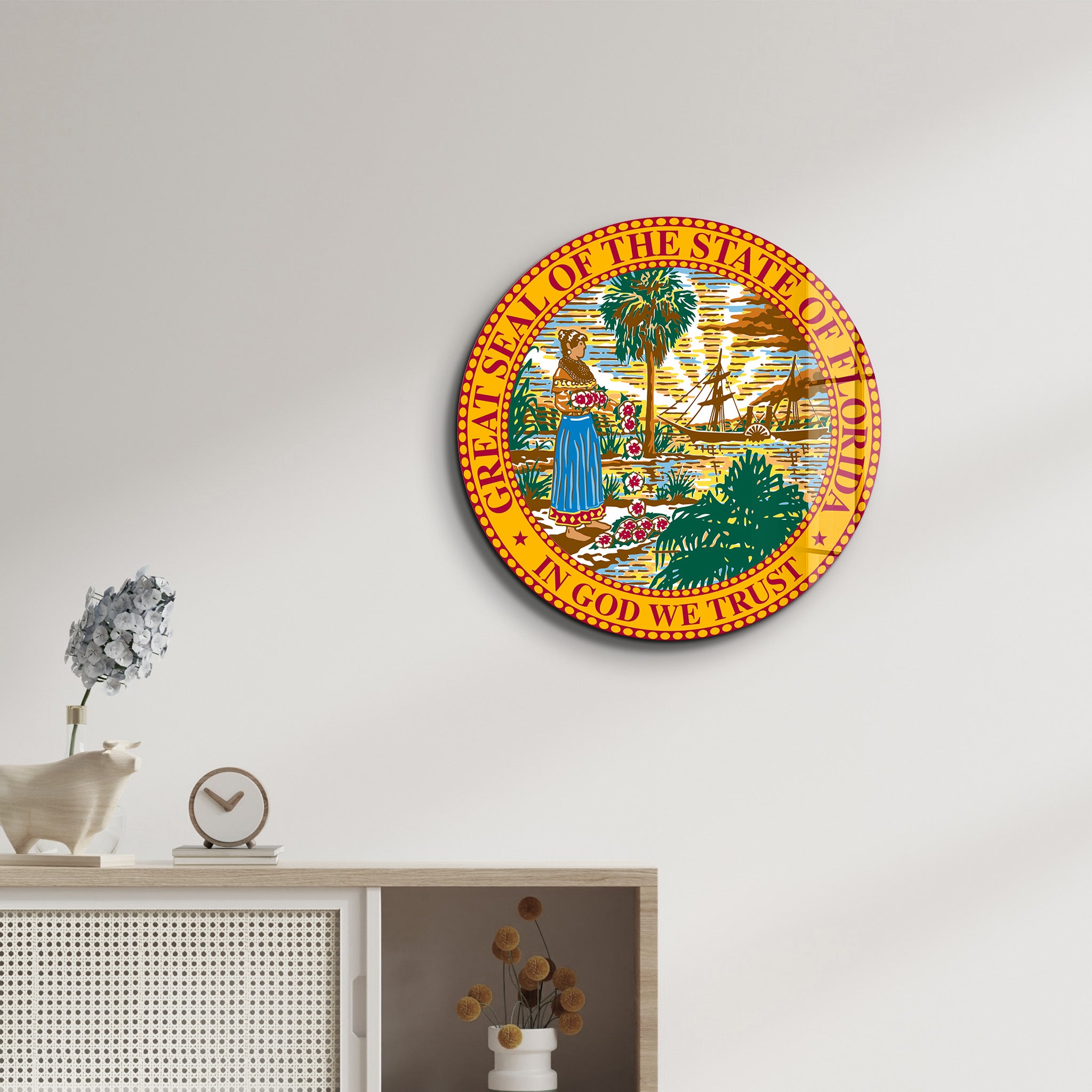 Florida Seal – Round Glass Wall Art