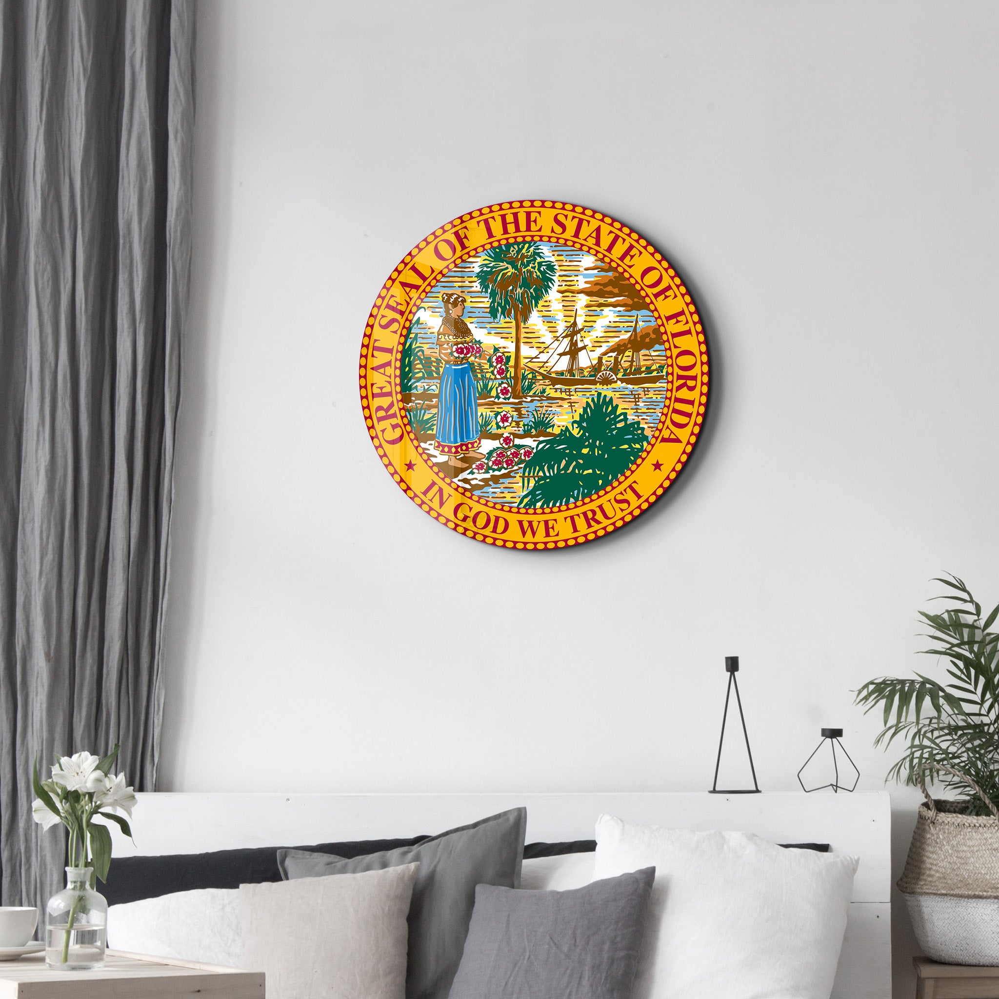 Florida Seal – Round Glass Wall Art