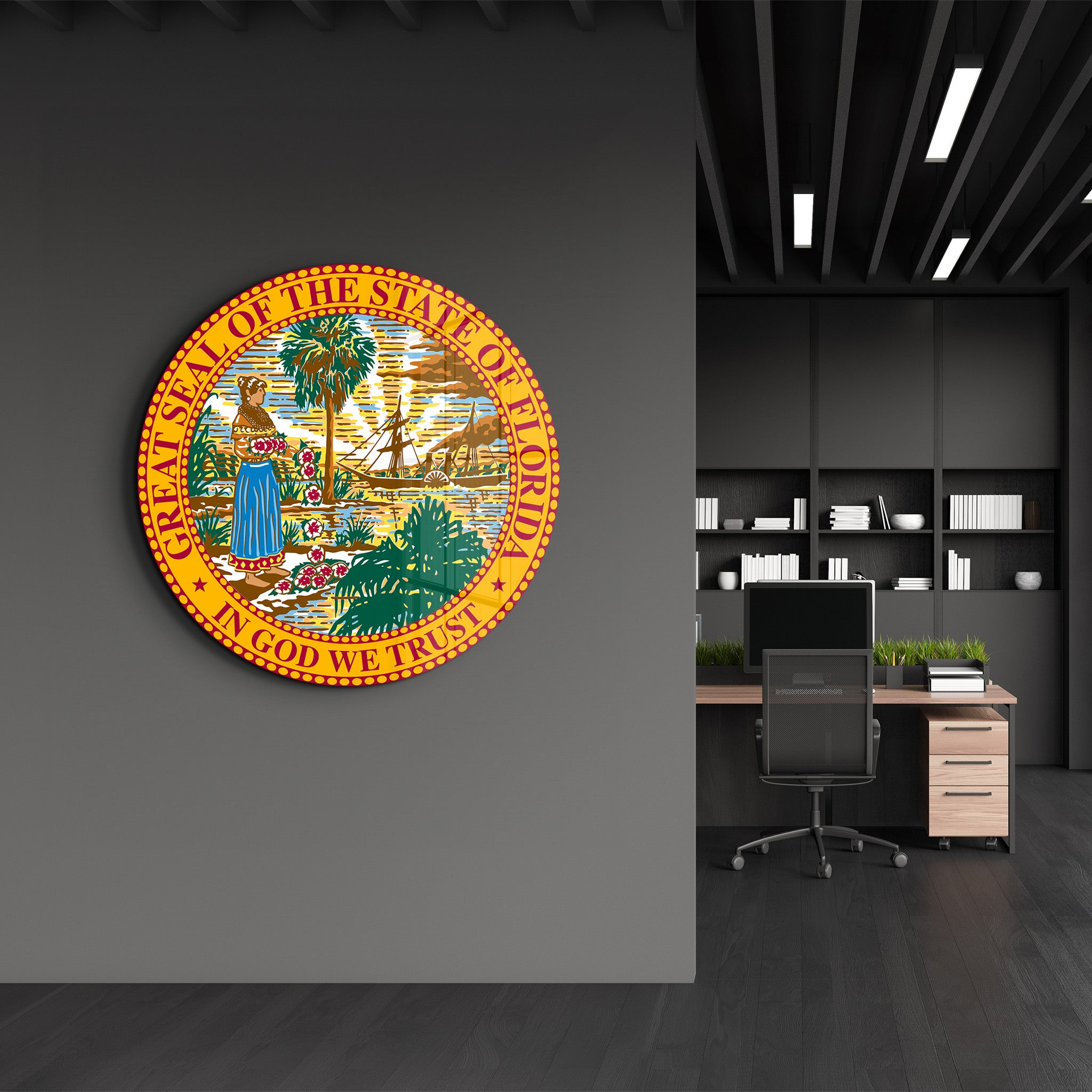 Florida Seal – Round Glass Wall Art